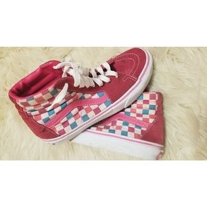 red checkered high top vans